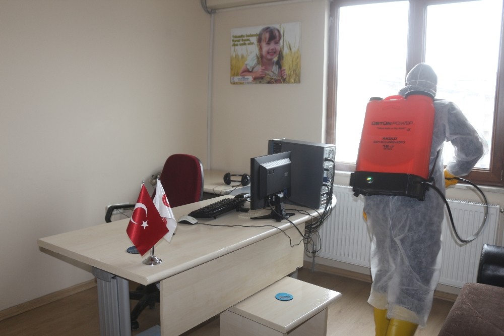 İHA bürosu korona virüsüne karşı dezenfekte edildi 