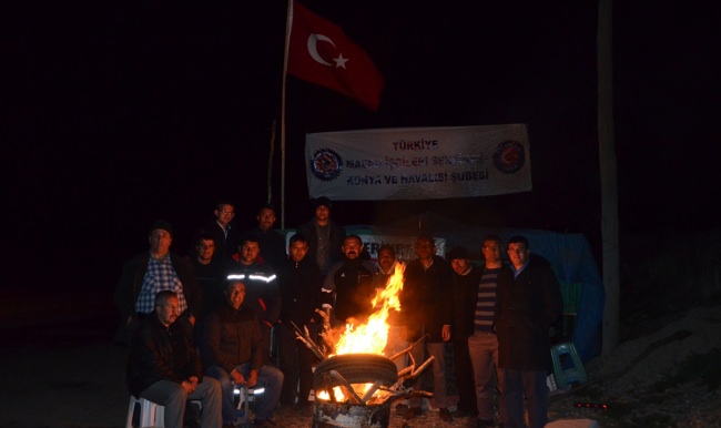 Ilgın’da işten çıkarılan maden işçilerinin eylemi