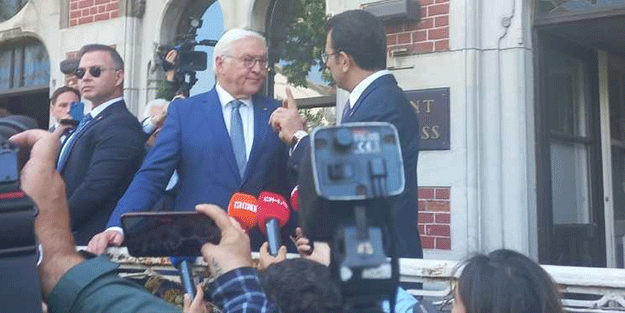İmamoğlu ile sergi gezen Almanya Cumhurbaşkanı'na Filistin protestosu!