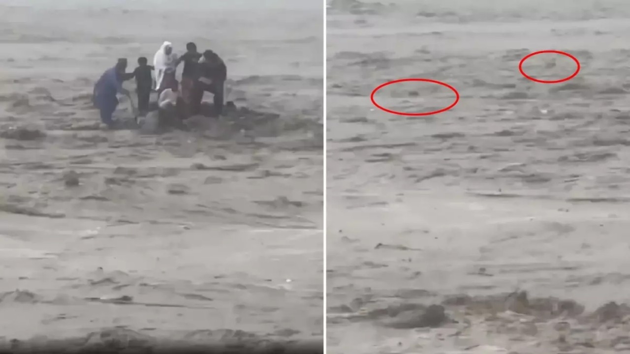 İnfiale yol açan görüntü! Sular bir anda yükseldi, aynı aileden 18 kişi böyle akıntıya kapıldı