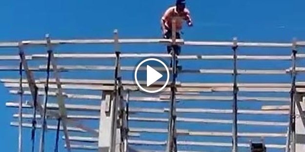 İnşaat işçisi canını hiçe saydı!