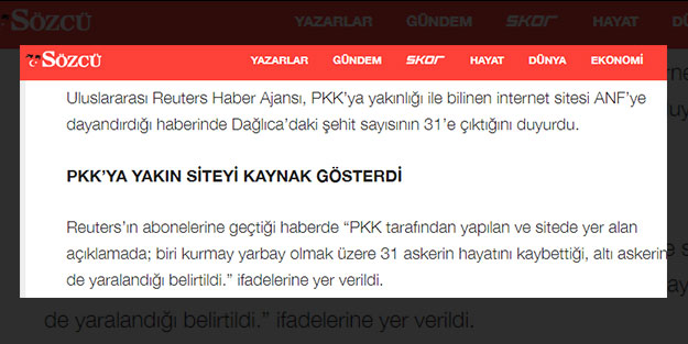 İnsan biraz utanır! Sözcü’nün sitesinde o haber hala duruyor