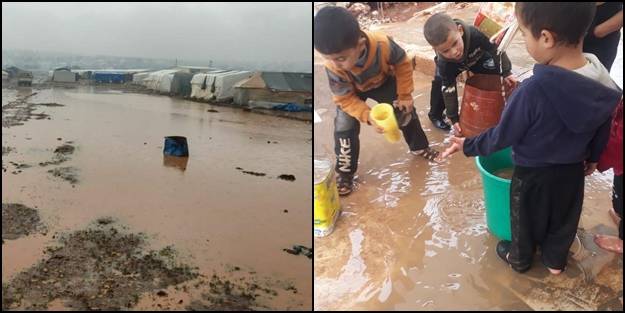 İnsani kriz artıyor: İdlib'de çadır kentler sular altında kaldı!