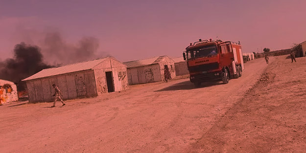 Komşuda askeri üssü vurdular