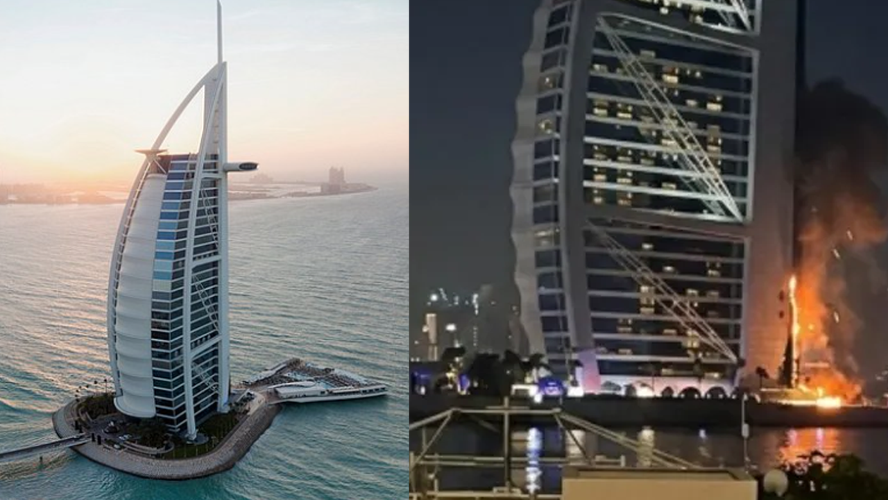 İran füzeleri BAE'nin simgelerinden olan Burj Al Arab'ı vurdu!
