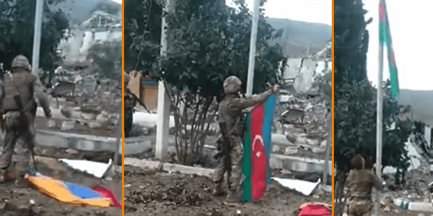 Azerbaycan bayrağı göndere çekildi!