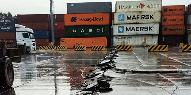 İskenderun Limanı rıhtımında deprem nedeniyle çökme oldu