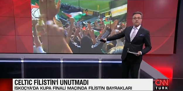 İskoç taraftarlardan Filistin'e muhteşem destek! CNN Türk spikerinden takdir toplayan yorum