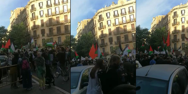 İspanya'nın Barcelona kentinde Filistin'e destek gösterisi