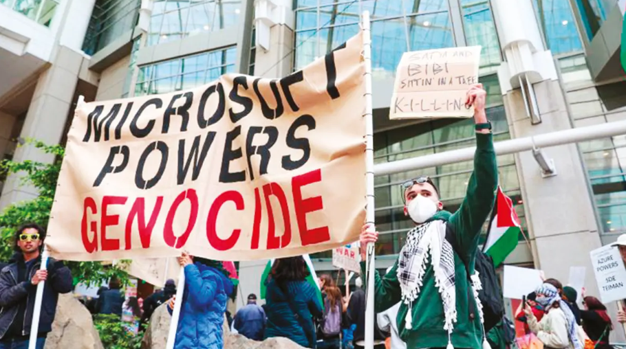 İsrail ile işbirliği yapan Microsoft'a büyük protesto! Genel merkezi bastılar