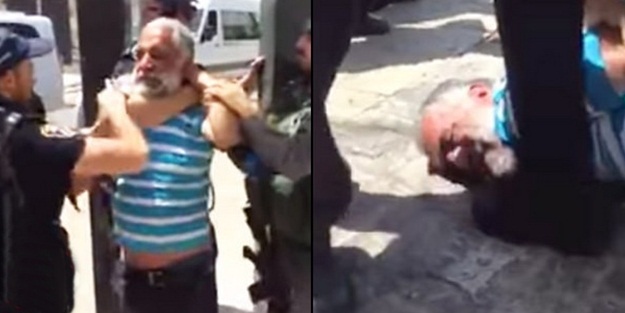 Terörist İsrail polisi yaşlı adamı darp etti