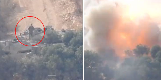 İsrail tankı havaya uçuruldu! İşte o anlar