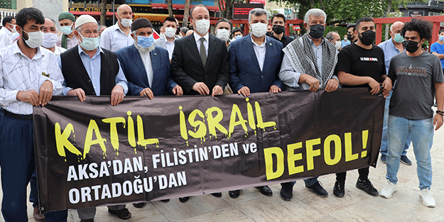Kalleş İsrail'in Filistinlilere yönelik saldırıları Denizli'de protesto edildi