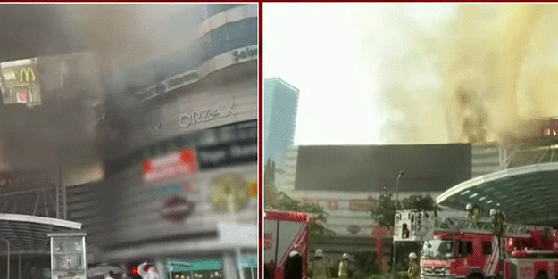 İstanbul 1. Levent’te büyük yangın AVM’nin çatı katında çıkan yangın her tarafı sardı.