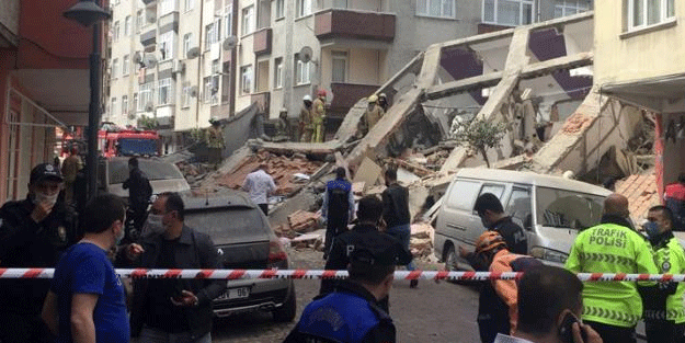 İstanbul'da bina çöktü! İşte dehşete düşüren anların görüntüsü