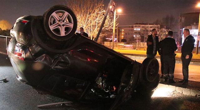 İstanbul'da otomobille takla attı, burnu bile kanamadan kurtuldu