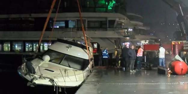 İstanbul'da su alan lüks tekne battı
