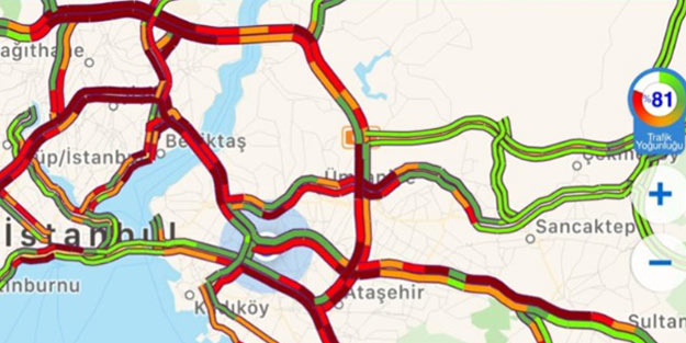 İstanbul trafiği felç oldu! Yoğunluk yüzde 81