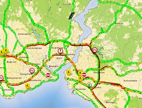 İstanbul'da trafik durma noktasında