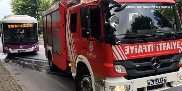 İstanbul'da yolcu otobüsünde yangın!
