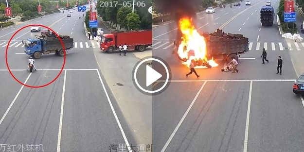 İşte izleyenlerin nefesini kesen üzücü bir kaza!