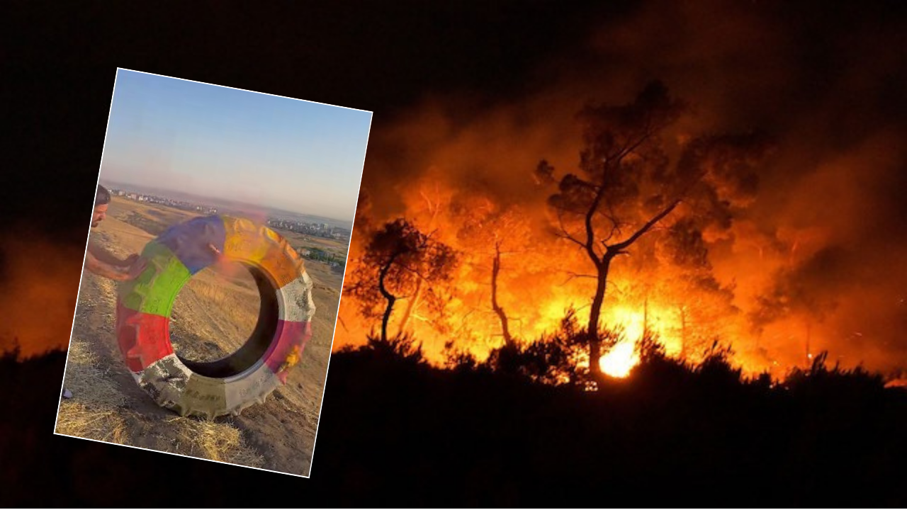 İşte ormanlarımız böyle yanıyor! Alevli teker yuvarlama furyası