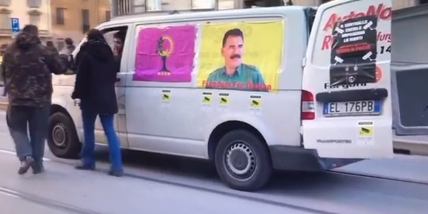 İtalya'da polis eskortluğunda PKK gösterisi
