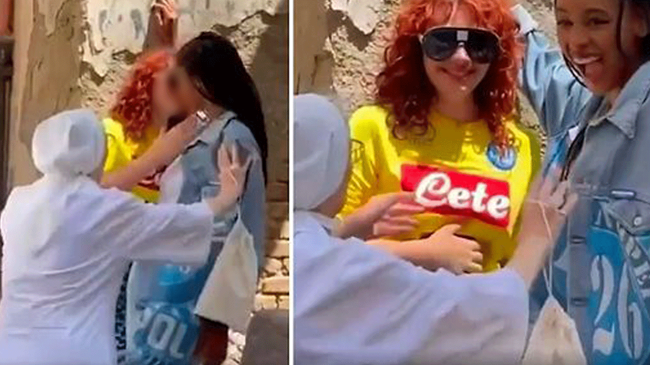 İtalyan teyze de sapkınlığa dayanamadı! Sokak ortasında öpüşen kadınları ayırıp azarladı