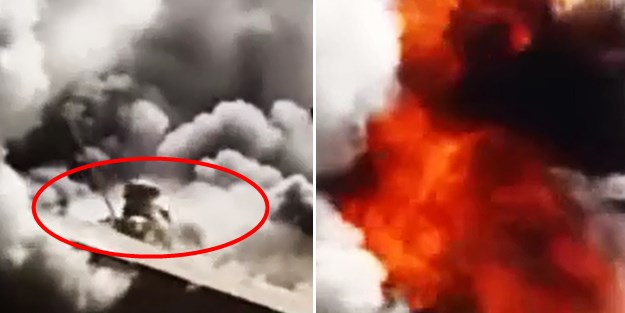 İtfaiyeci alevlerin içine böyle düştü / VİDEO