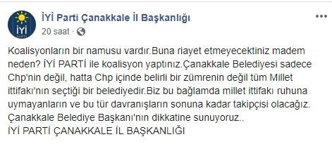 İyi Parti’den Başkan Gökhan’a: 