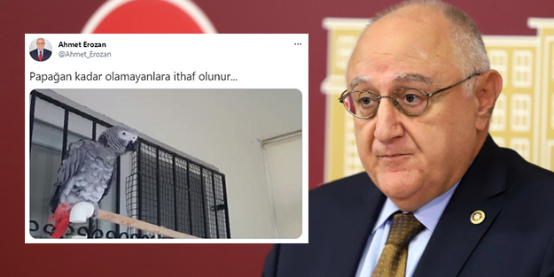 İYİ Partili Ahmet Erozan'ın 'Andımız' okuyan papağan paylaşımına tepki
