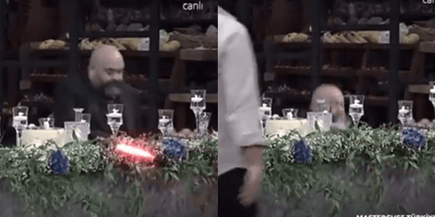 İzleyenler gülmekten kırıldı... Somer Şef'in sandalyesi kırıldı!