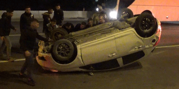 İzmir’de alkollü sürücü direksiyon hakimiyetini kaybederek takla attı