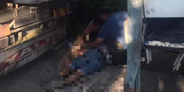 İzmir'de iki kamyon arasına sıkışan bir kişi can verdi