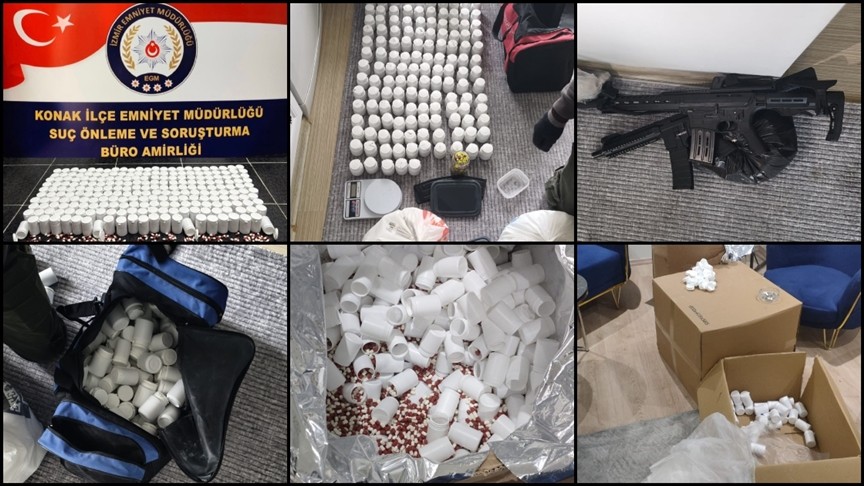 İzmir'de operasyon! 450 bin uyuşturucu hap ele geçirildi
