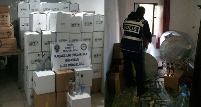 İzmir'de sahte içki üretim deposuna baskın