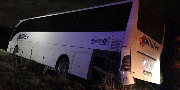 Yolcu otobüsü şarampole düştü