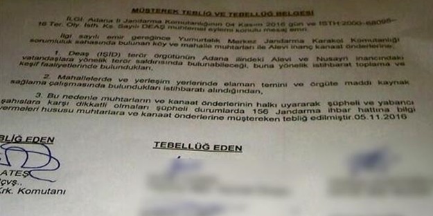 Jandarma Alevileri uyardı!