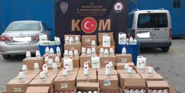 Kaçak dezenfektan üreten imalathaneye baskın düzenlendi