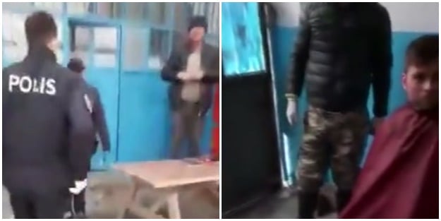 Kaçak traşa polis baskını anbean kamerada!
