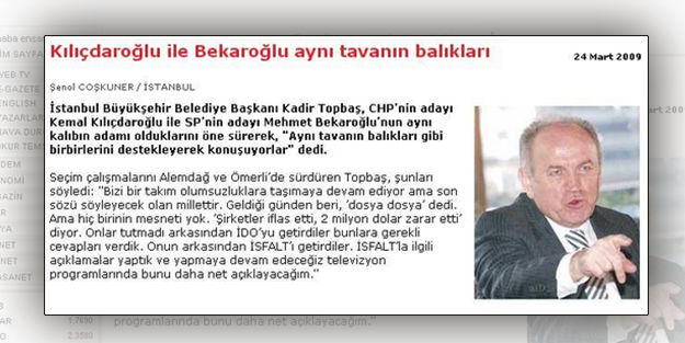 Kadir Topbaş'ın Bekaroğlu ile ilgili sözleri doğru çıktı