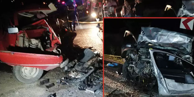Kafa kafaya çarpışan otomobiller tanınmaz hale geldi