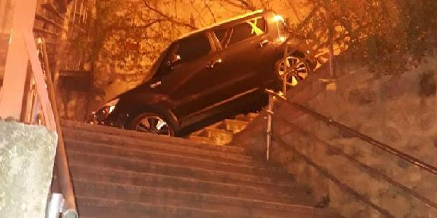 Kağıthane'de ilginç kaza: Merdivenleri yol sanınca...
