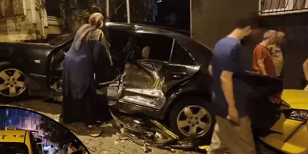 Kağıthane'de kontrolden çıkan taksi 3 araca çarptı