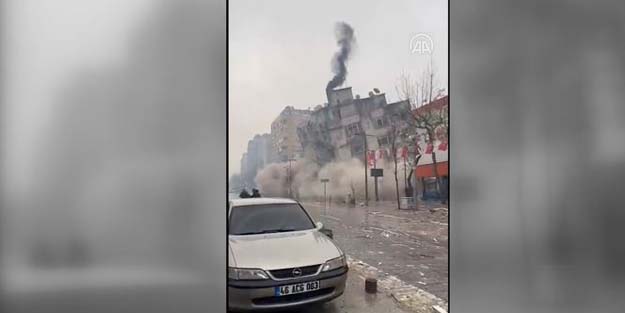 Kahramanmaraş'ta apartman yerle bir oldu! Vatandaşların korkuyla kaçışmaları böyle kaydedildi