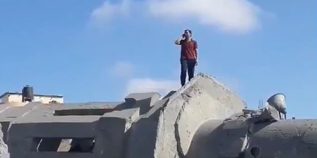 Cami enkazının üzerindeki ezan sesi direnişin umudunu artırdı