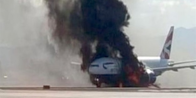 Kalkışa hazırlanan uçak alev aldı! Yaralılar var