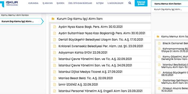 Kamu işçi alımları İŞKUR iş ilanları kamu memur alımı