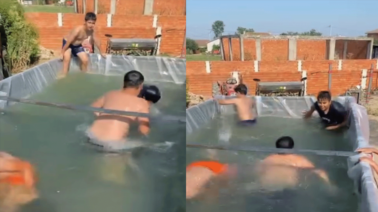 Kamyon kasasında havuz keyfi