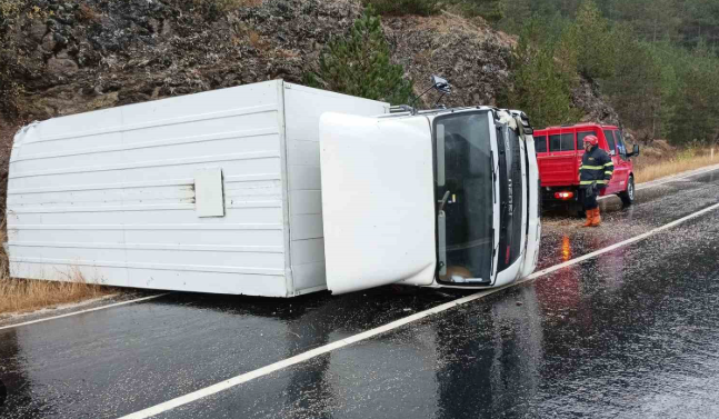 Kamyon şarampole yuvarlandı